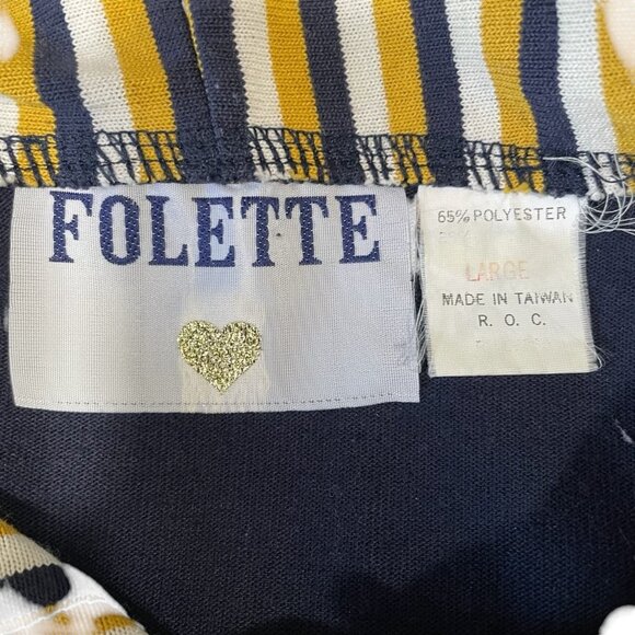 Folette Navy Blue Hoodie Embroidered Gold Crest Nautical Preppy Retro Casual - Picture 2 of 9